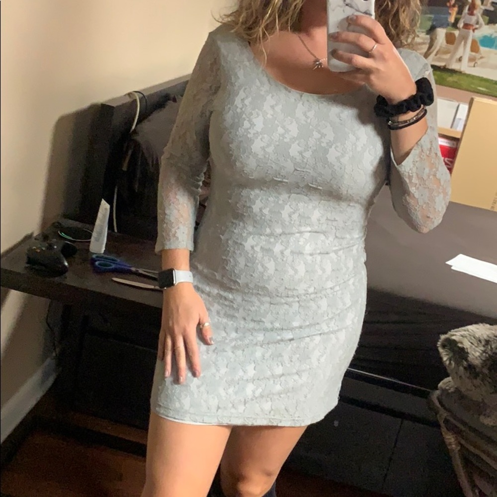 Formal Grey Lace Dress